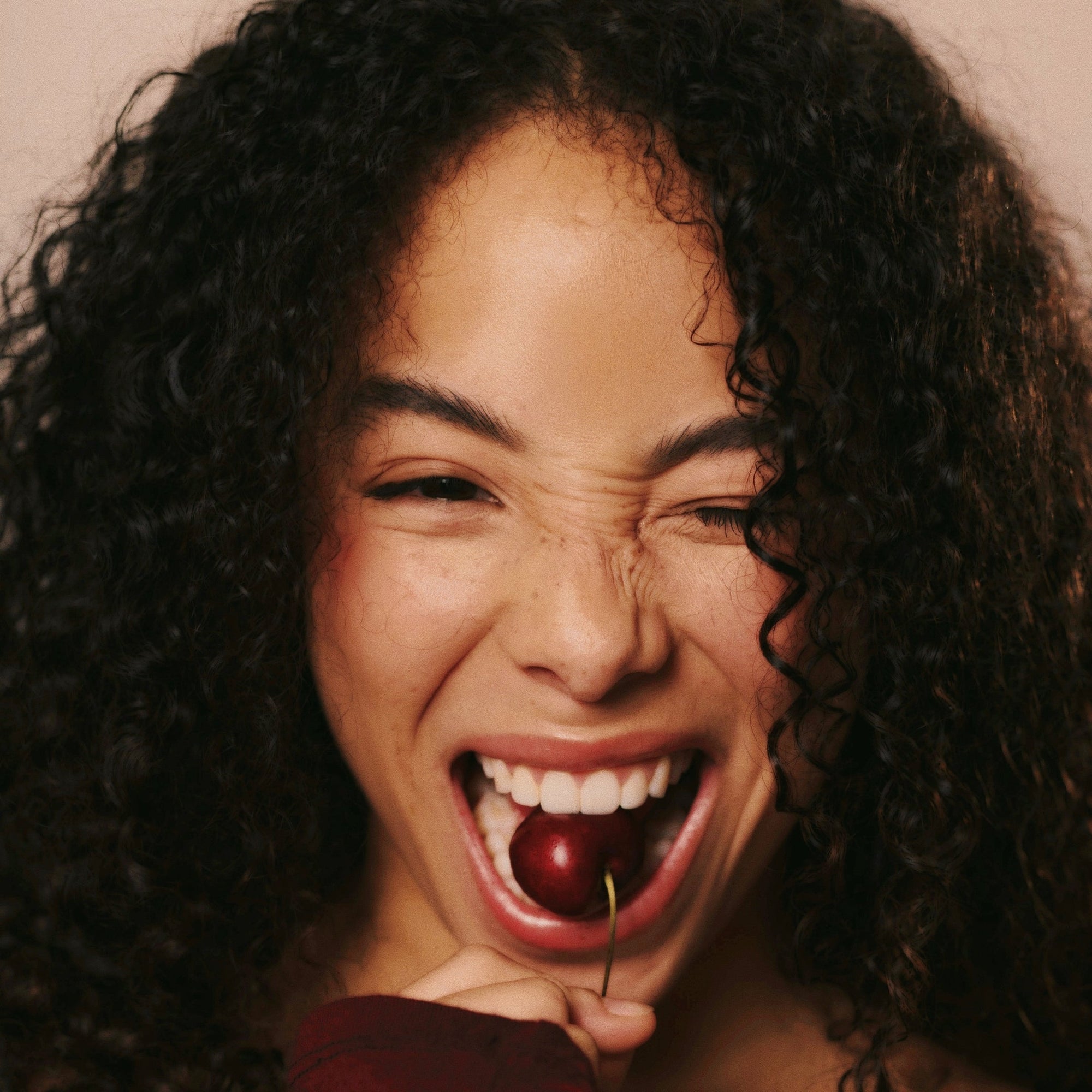 curly girl with volumized hair